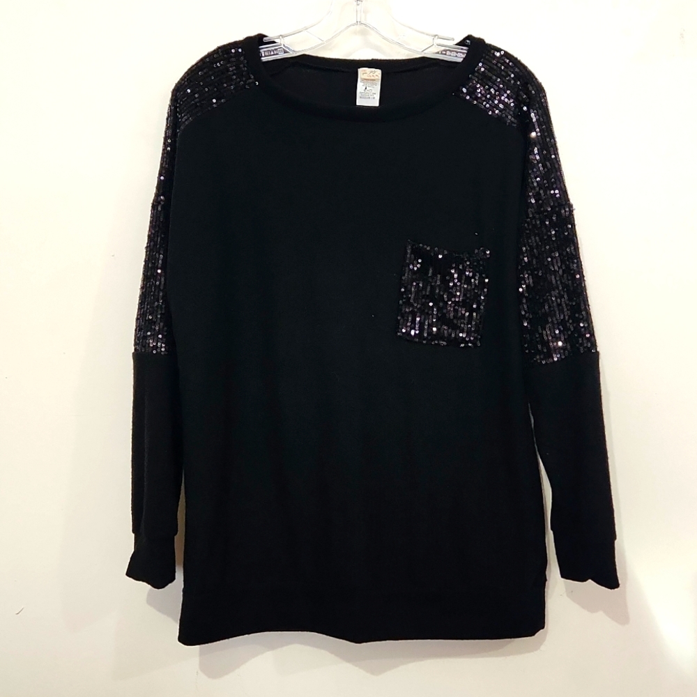 Black long sleeve sequin shirt